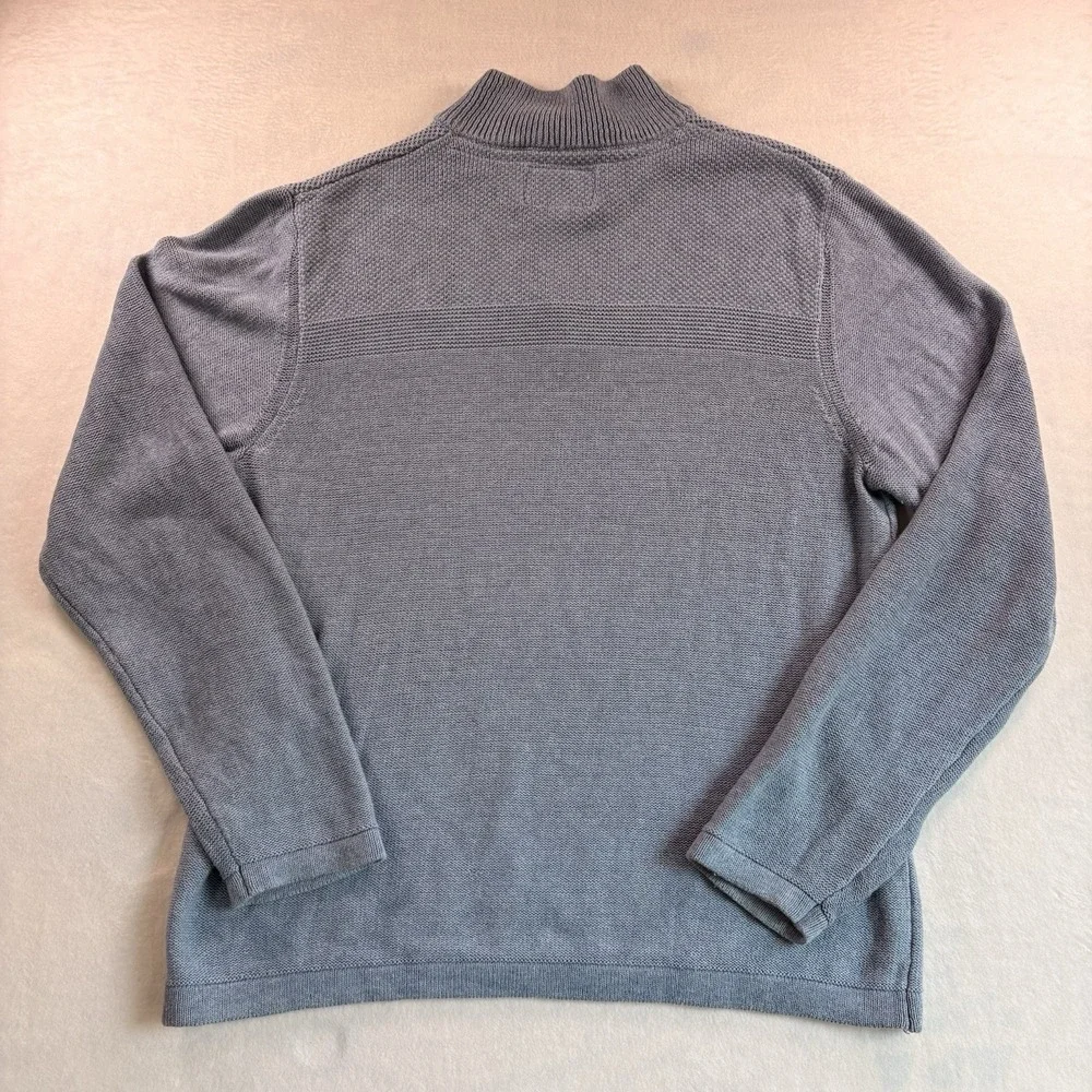 Flag & Anthem Mens 1/4 Zip Pullover Sweater Large Light Blue Casual Preppy